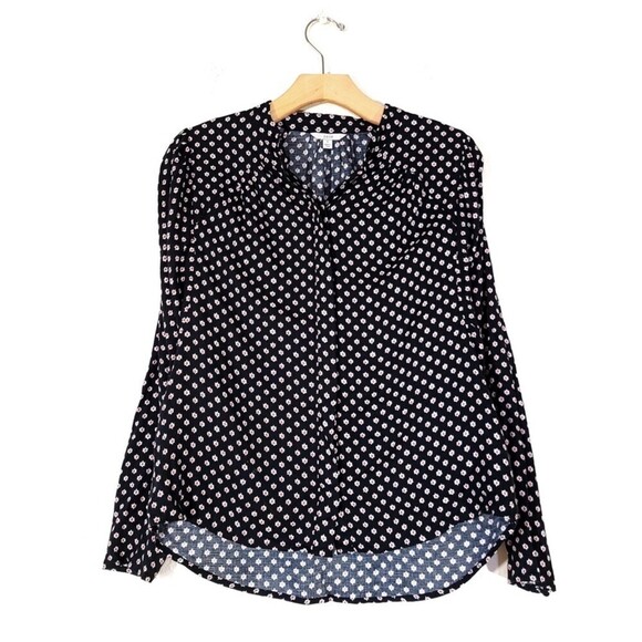 JOIE Tangia Dolman Sleeve Button Down Blouse Caviar Ikat Print Boho Lagenlook - Picture 2 of 10